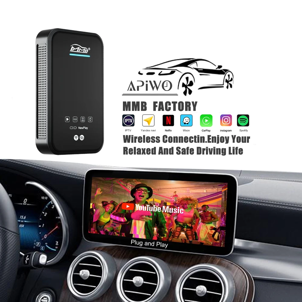 

Android MMB 11 Беспроводной CarPlay AI Box Carplay Универсальный MMB Android Box CarPlay MMB Joyeauto 4 Гб + 64 ГБ для YouTube Netflix