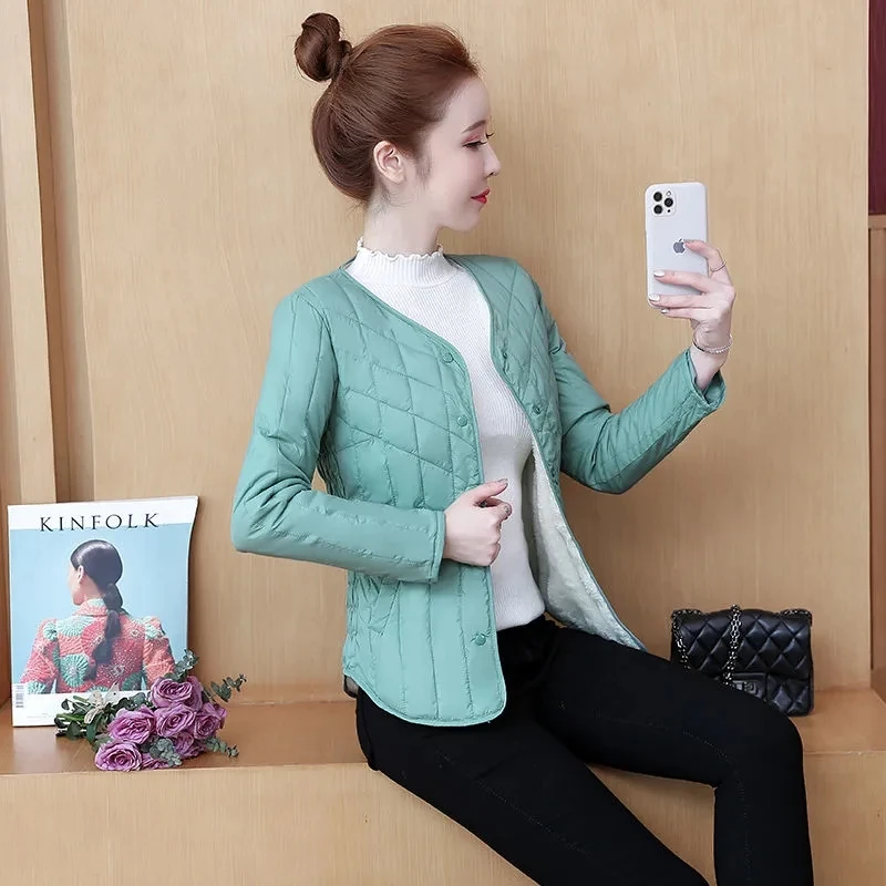 Down Cotton Coat Womens 2022 Winter Fashion Casual All-match Small Padded Jacket Women Large Size Short Plus Velvet Outerwear