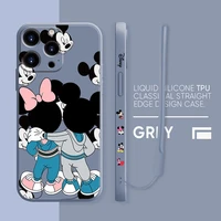 liquid silicone case for apple iphone 13 12 11 pro max 8 7 6 6s plus xr x xs se2020 multicolor phone coque mickey mouse luxury