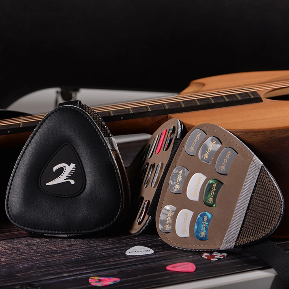 

PU Leather Guitar Pick Holder Bag with 20pcs Picks Metal Button Guitar Plectrum Case Bag Instrument Accessories
