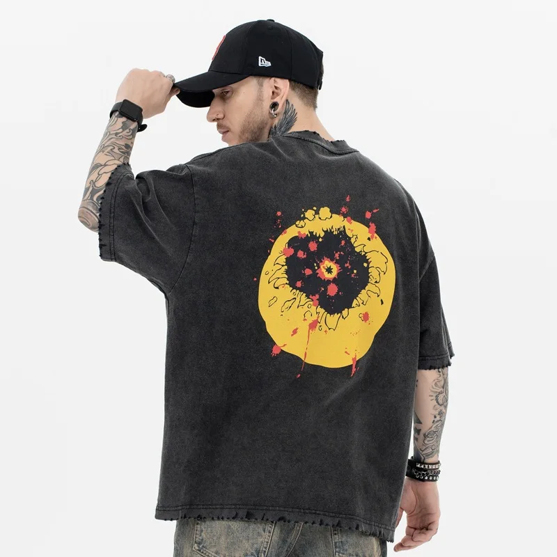 Винтажная уличная футболка большого размера Kanye West с коротким рукавом для мужчин