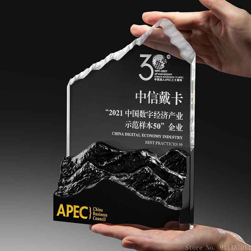 

Хрустальный трофей в стиле айсберга, оригинальный креативный высококачественный черный кристалл, прозрачная медаль, ежегодная встреча, трофей honor craft