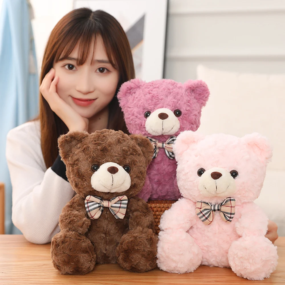 

New Arrive 25cm Lovely Teddy Bear Plush Toys Stuffed Soft Animal with Bow Tie Kawaii Dolls for Kids Baby Children Valentine Gift