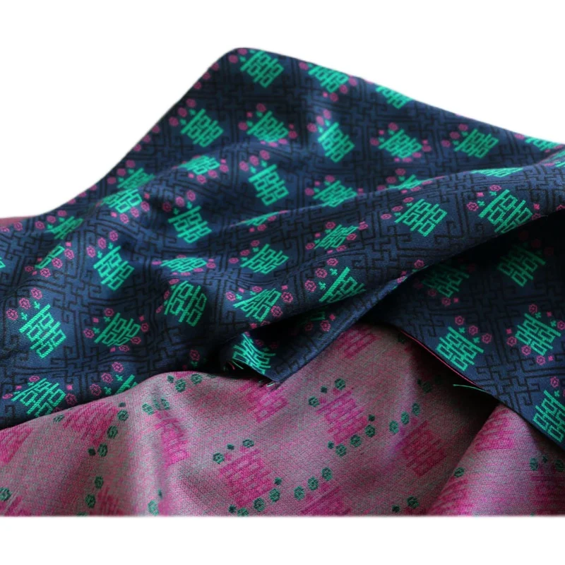 Exquisite Retro Chinese Style Age Sense Xi Character Xiangyun Multi-Element Woven Embroidery Jacquard Fashion Fabric DIY |