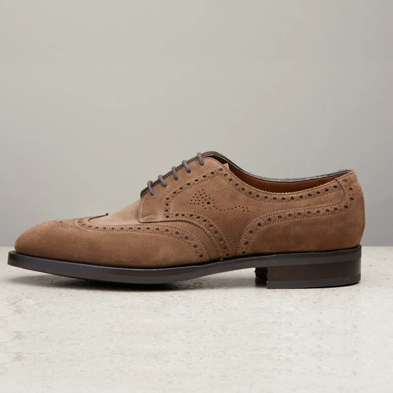 Мужские кожаные туфли с кожаной подошвой на весну