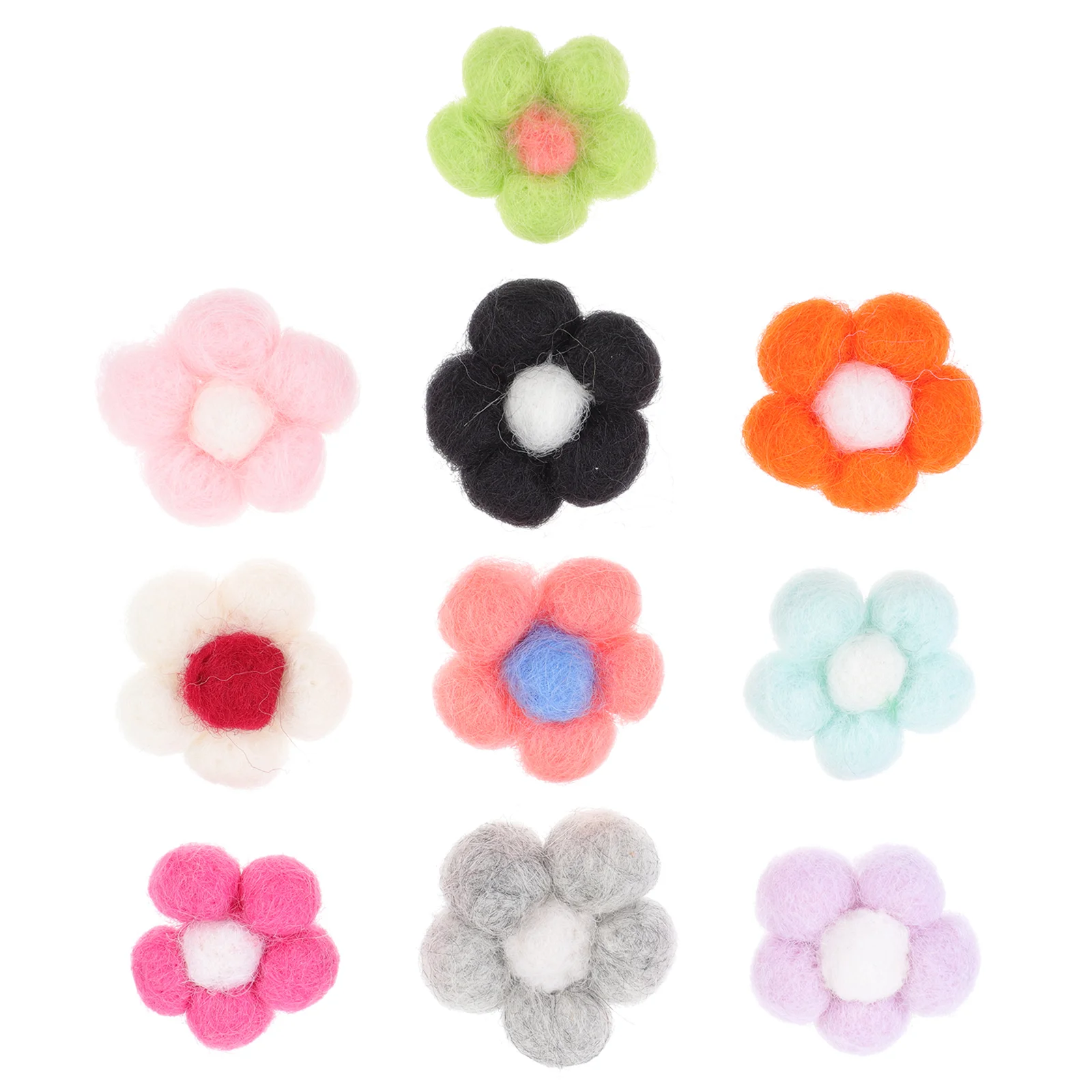 

Flower Felt Wool Diy Applique Flowers Button Decor Floral Clothing Ornament Manual Patch Petal Sweater Kit Clip Women Brooch 4D