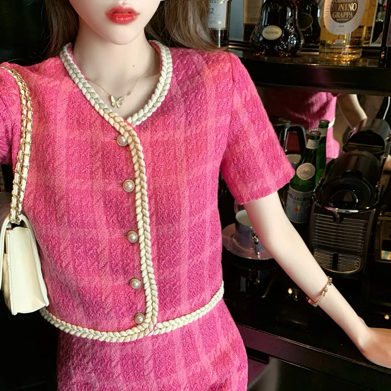 Женский модельный костюм из двух предметов элегантный милый твидовый пиджак и