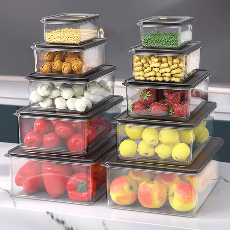 

Refrigerator Food Storage Box Grain Sealed Case Food Fruit Fresh Keeping Container Kitchen Organizer Fridge Food Storage Bins
