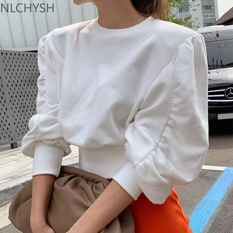 

2021 autumn and winter new fashion round neck casual lantern sleeve loose sweater women trendy