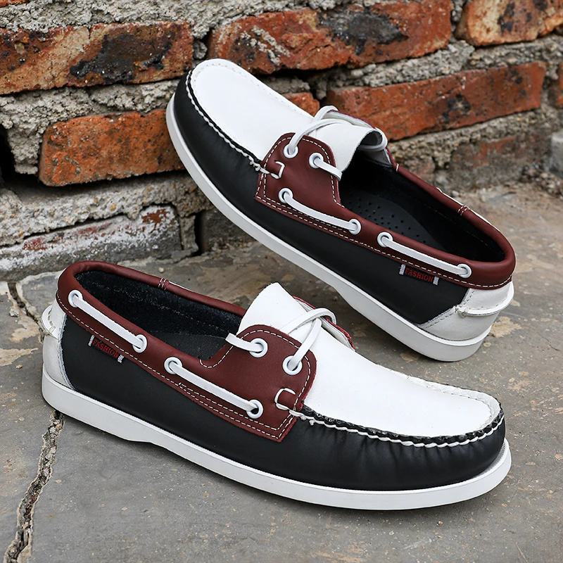 

Mens Causal Shoes New Genuine Lace-up Business Shoes Summer New Comfy Loafers Driving Outdoor Walking Sneakers Shoes Boat Shoes