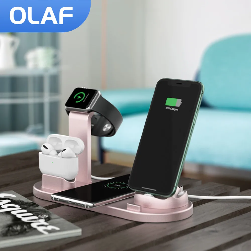 

Wireless Charger Stand For iPhone 13 12 Fast Charging 10W 6 in 1 Multifunction Charge Station For Airpods Apple iWatch Huawei