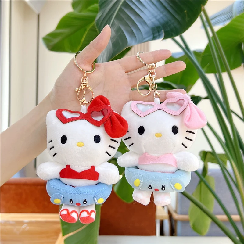 Kawaii Sanrio Hello Kitty плюшевый брелок с рисунком Kt Cat мягкая кукла игрушка сумка