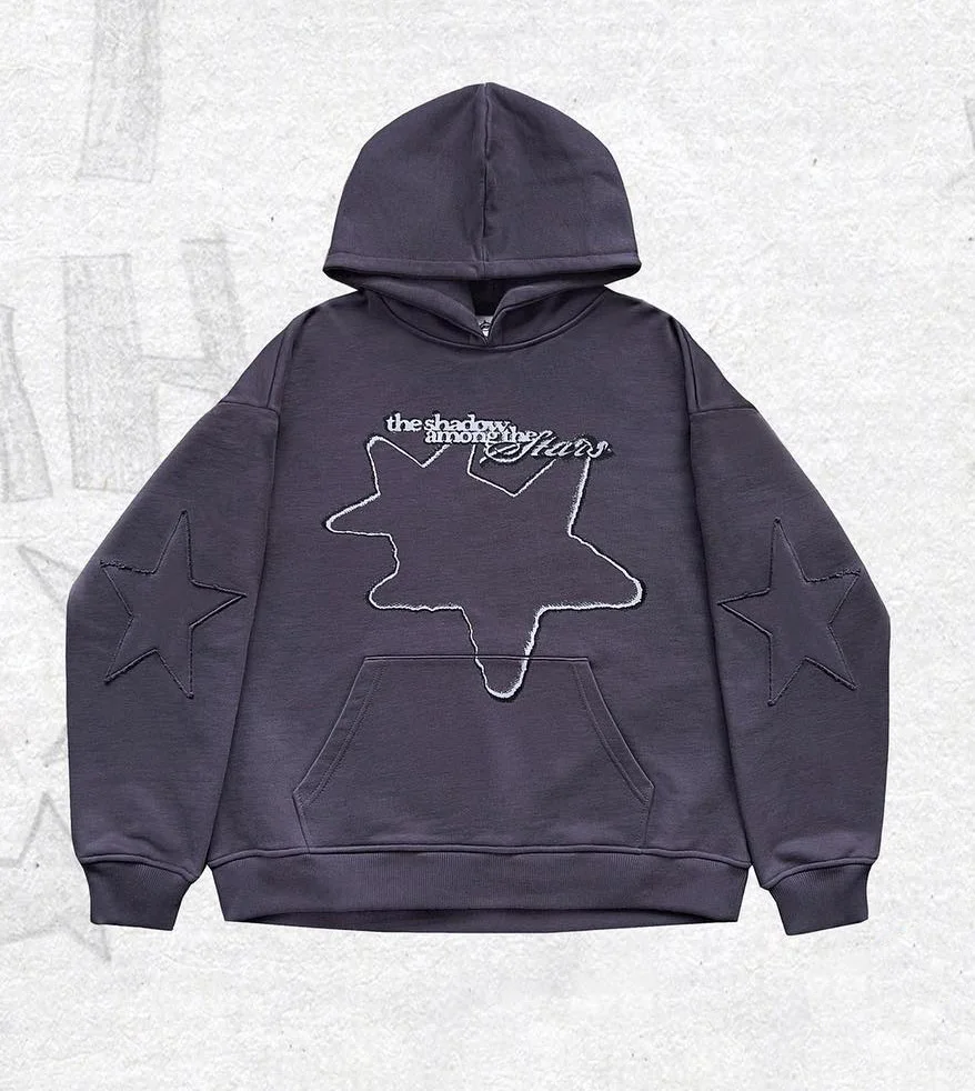 

Y2K New Goth black splice loose zipper hoodie men Star American print street Harajuku oversized sweatshirt punk woman jacket emo