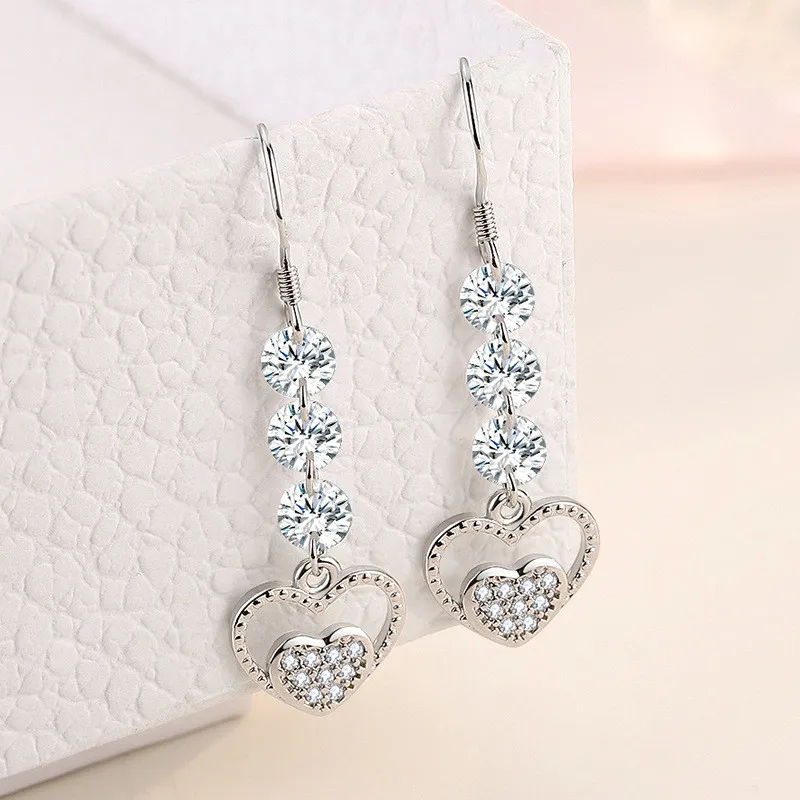 Женские серьги-подвески с двумя сердечками, 2/3 шт., E1714