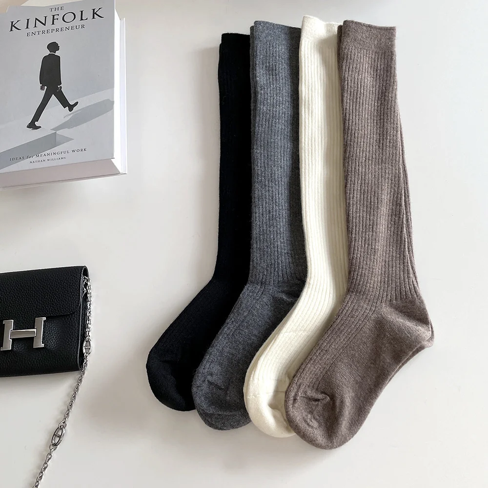 Women's Cashmere  Autumn Winter Korean Solid Suede Soft Casual Socks