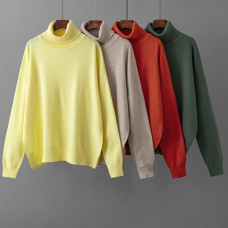 Теплый Женский Свитер Оверсайз Толстая Осенне-зимняя Вискозная Водолазка