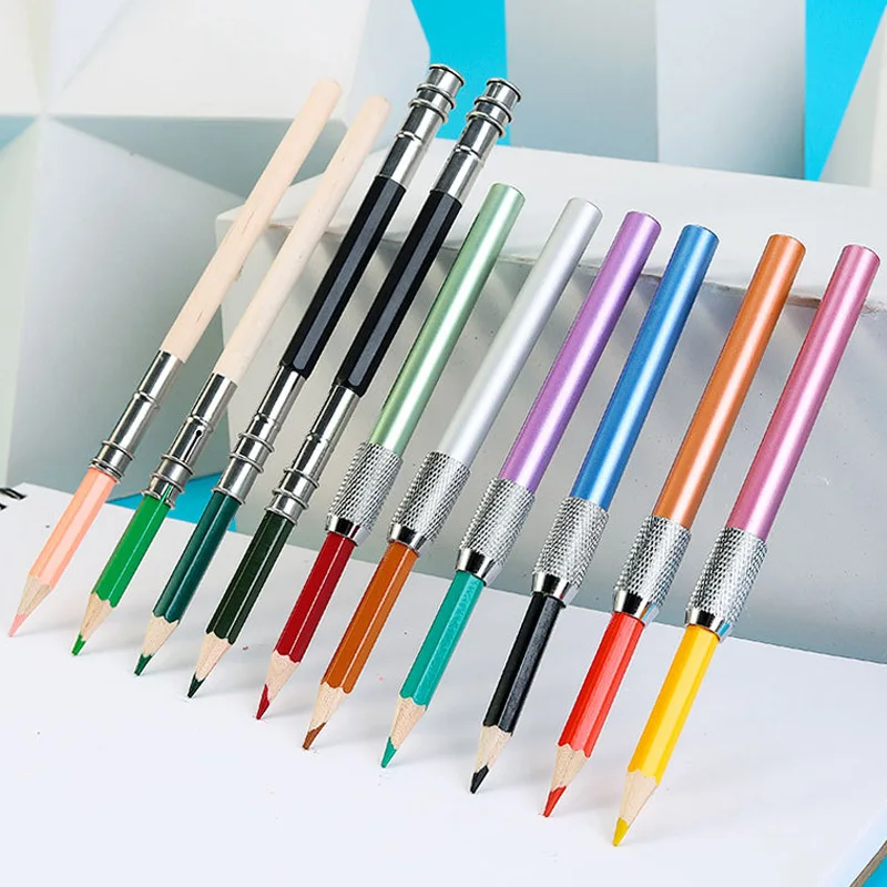 

Metal Adjustable Double/Single Head Pencil Extender Art Sketch Painting Tools for Writing Supplies Cute Students Stationery