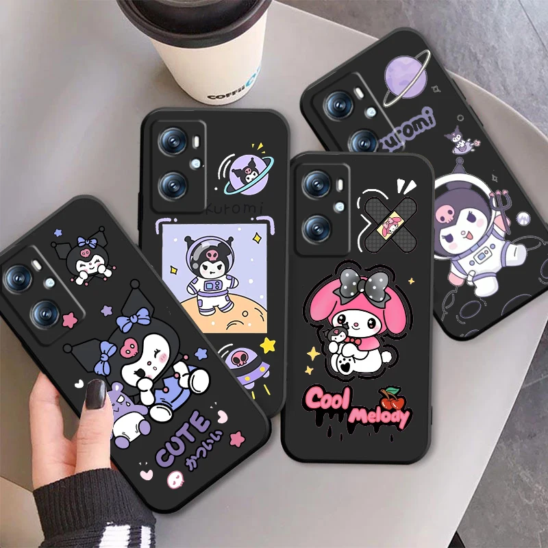 Sario Cute Kuromi For OPPO Find X6 X5 X3 A54S A5 A94 A16 A53S A57 A74 A72 A98 A78 A96 A9 5G Black TPU чехол для телефона