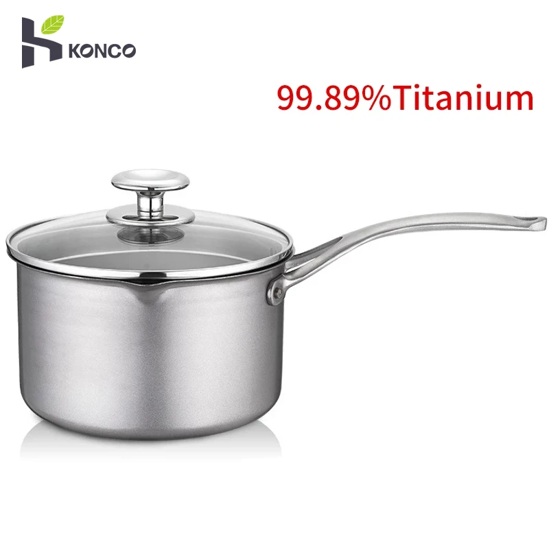 

Pure Titanium Pot 18CM Milk Pot With Lid Portable Noodle Pot Camping Cooking Wok Kitchen Cookware
