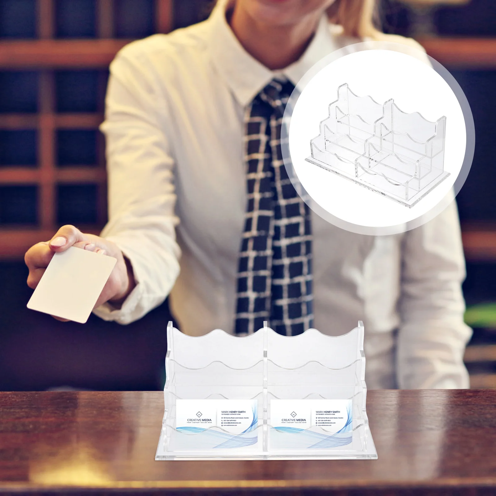 

Desktop Business Display Holder Transparent Acrylic Business Holder