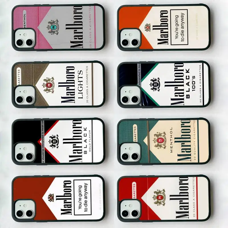 

Luxury Smoking Cigarette Box Phone Case Silicone PC+TPU Case for iPhone 11 12 13 Pro Max 8 7 6 Plus X SE XR Hard Fundas