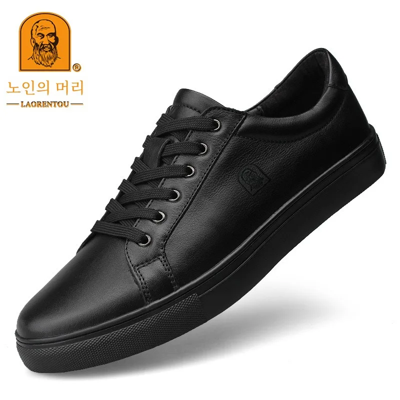 Old Men's Leather Shoes Autumn Genuine Comfortable Wear-Resistant Sneakers Versatile Breathable Casual Tr...
