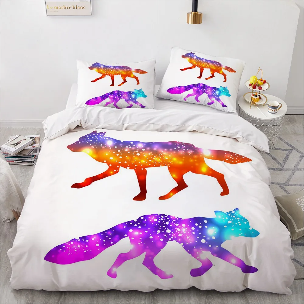 Простые комплекты постельного белья 3D красочное одеяло с волком комплект одеял