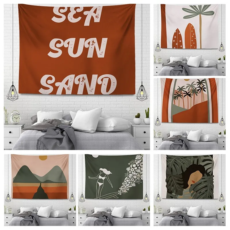 Настенный гобелен с растением эстетический домашний декор комнаты аксессуары в