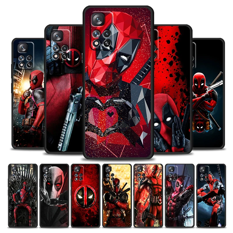 

Deadpool Hero Marvel for Xiaomi Redmi Note 11 10 10S 9T 9 9Pro Max 8T 8Pro 7 6 5 Pro 4X Silicone Soft TPU Black Phone Case Cover