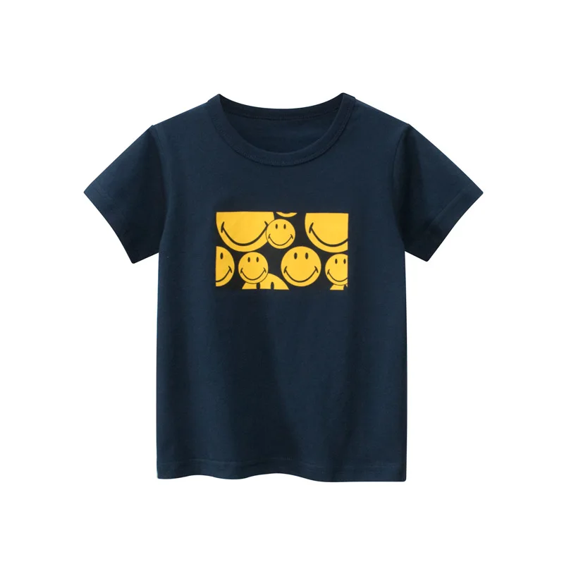 

Детская одежда с мультяшным принтом смайлика, Новинка лета 2023, модная футболка для мальчиков с коротким рукавом, Детская футболка, одежда, футболки для мальчиков