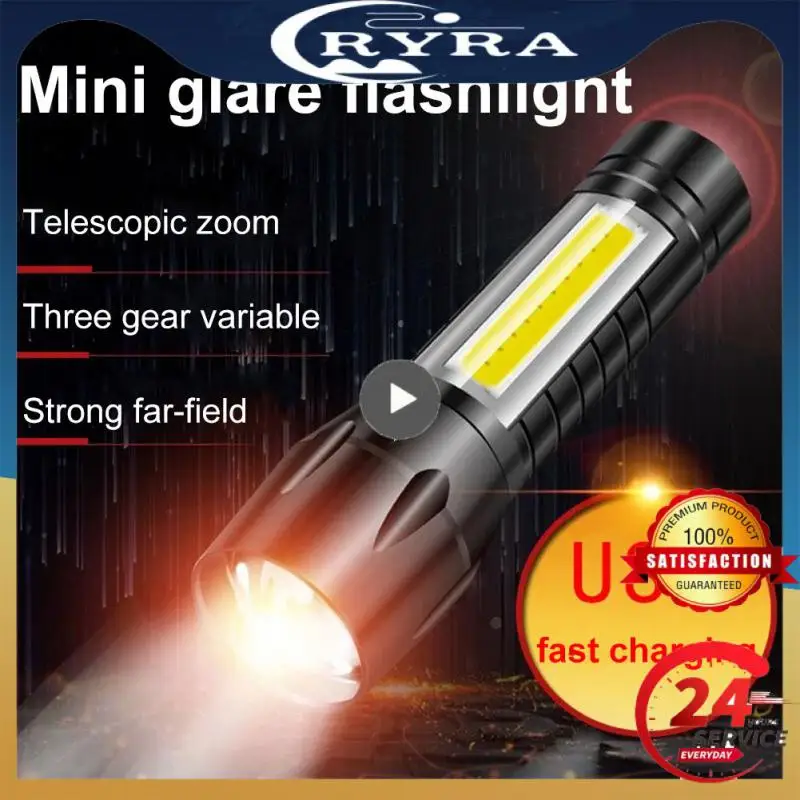 

1 ~ 10 шт мини перезаряжаемый фонарик, COB + XPE портативный фонарь для кемпинга, масштабируемый фокус, фонарик, тактический фонарик с