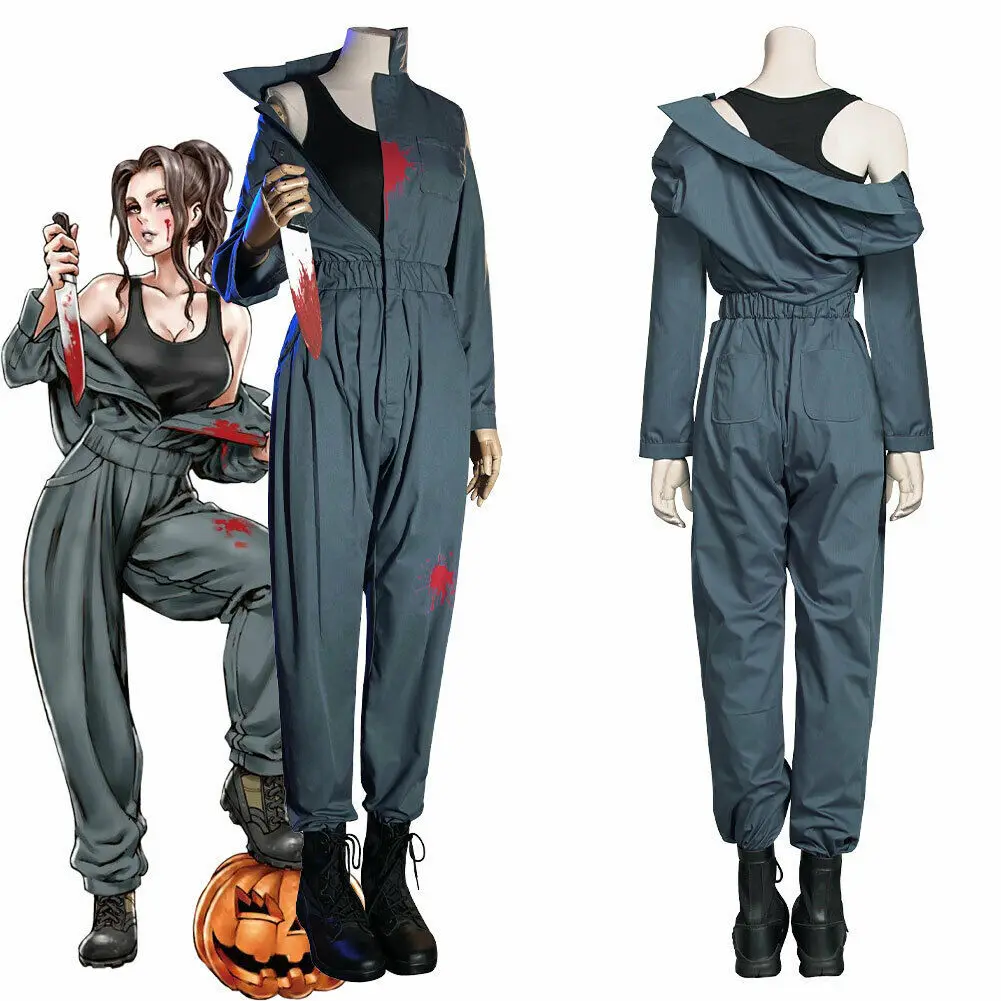

Halloween horror cospaly woman jumpsuit costume tv adult Bodysuit cloak bib Halloween suit