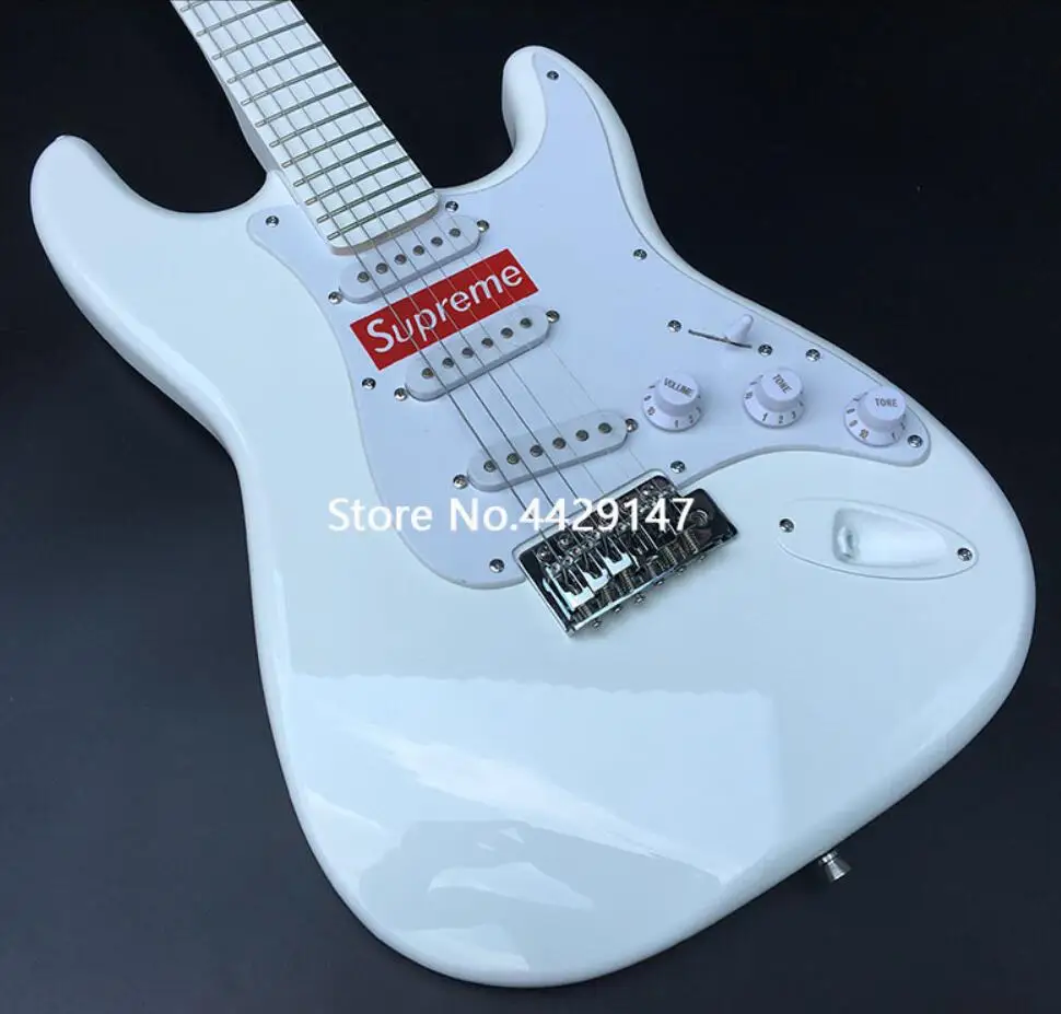 

Super Rare Sup All White ST FW17 Electric Guitar WhiteFingerboard No Inlay, Big Headstock, Alder Body, Chrome Hardware
