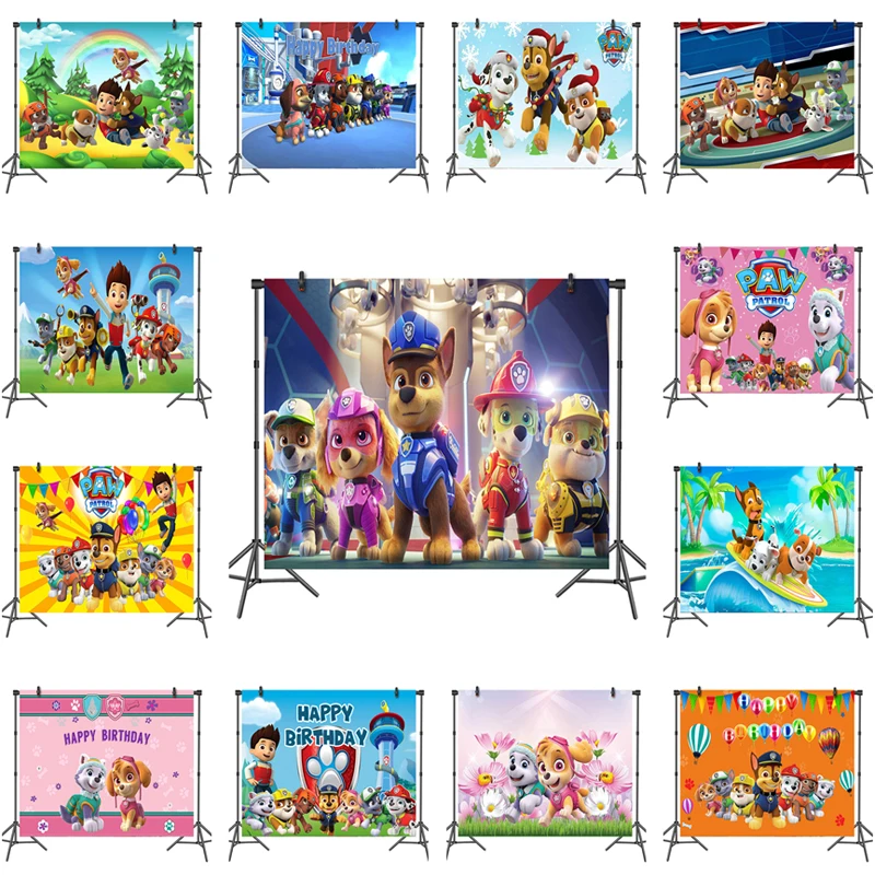 Детский фон для фотосъемки «Щенячий патруль» 125*80