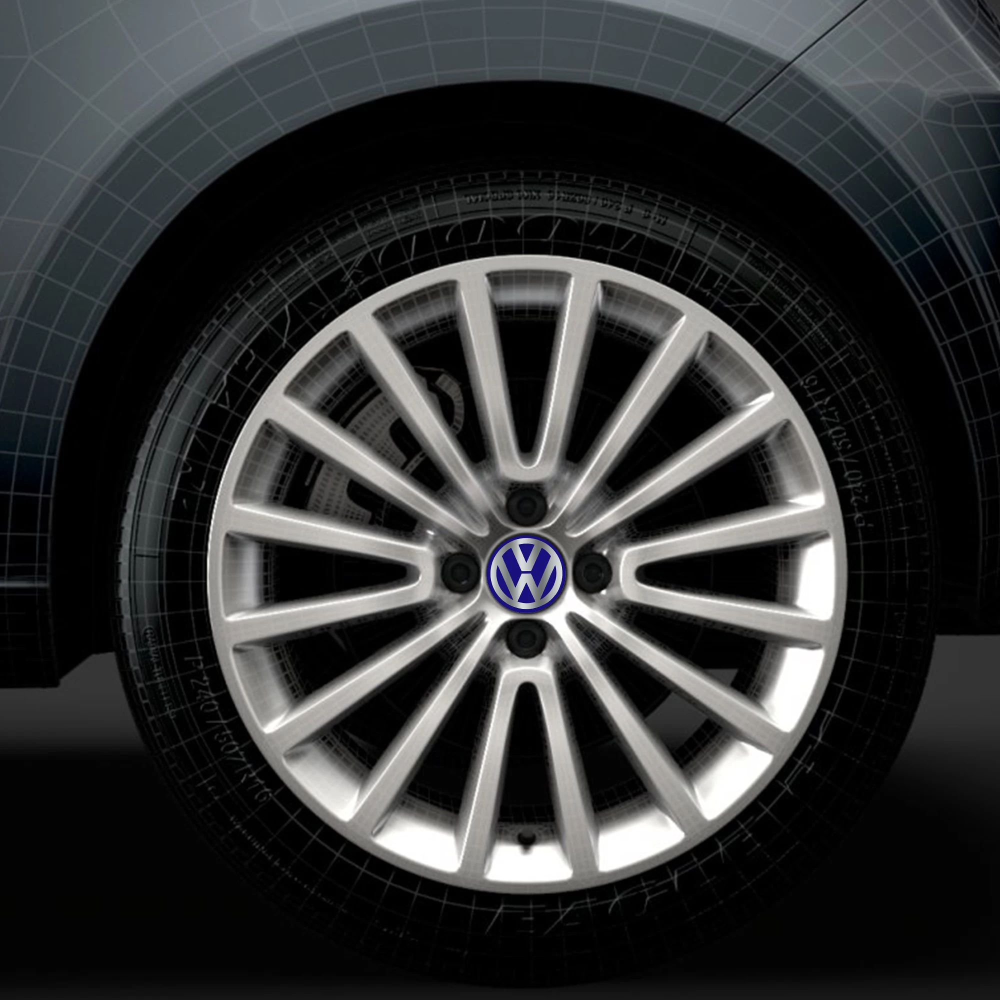 Наклейки на центральные колпачки колес (4 шт.) для Volkswagen VW Golf Polo Tiguan T5 Passat B8 T-roc T6 Touran Touareg T4 (art.: 3920dbfd02635) - 3920dbfd02635