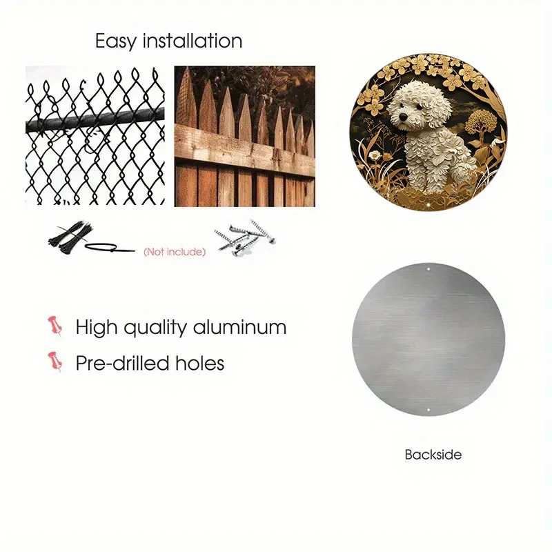 Металлический знак Элегантный Бишон Фризе 8x8: изысканный рисунок из бумаги и