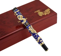 handmade jinhao cloisonne double dragon fountain pen iridium effmbent nib advanced craft writing business graduate gift pen