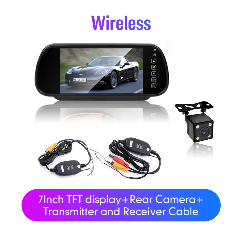 

Стайлинг автомобиля Беспроводной 7-дюймовый TFT ЖК-экран Автомобильный монитор заднего вида Дисплей для камеры заднего вида Автомобильный ТВ-дисплей Wi-Fi