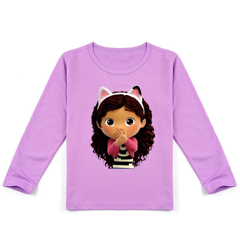 

Kids Cute Gabbys Dollhouse TShirt Children Cartoon Gabby Cats Clothes Harajuku Baby Boys Long Sleeve Tops Toddler Girls T-shirts