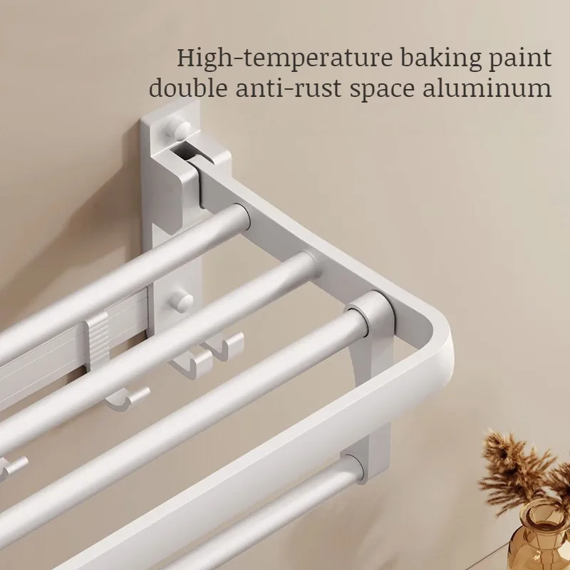 Белая настенная вешалка для полотенец NoPunch подвесная полка туалета банных