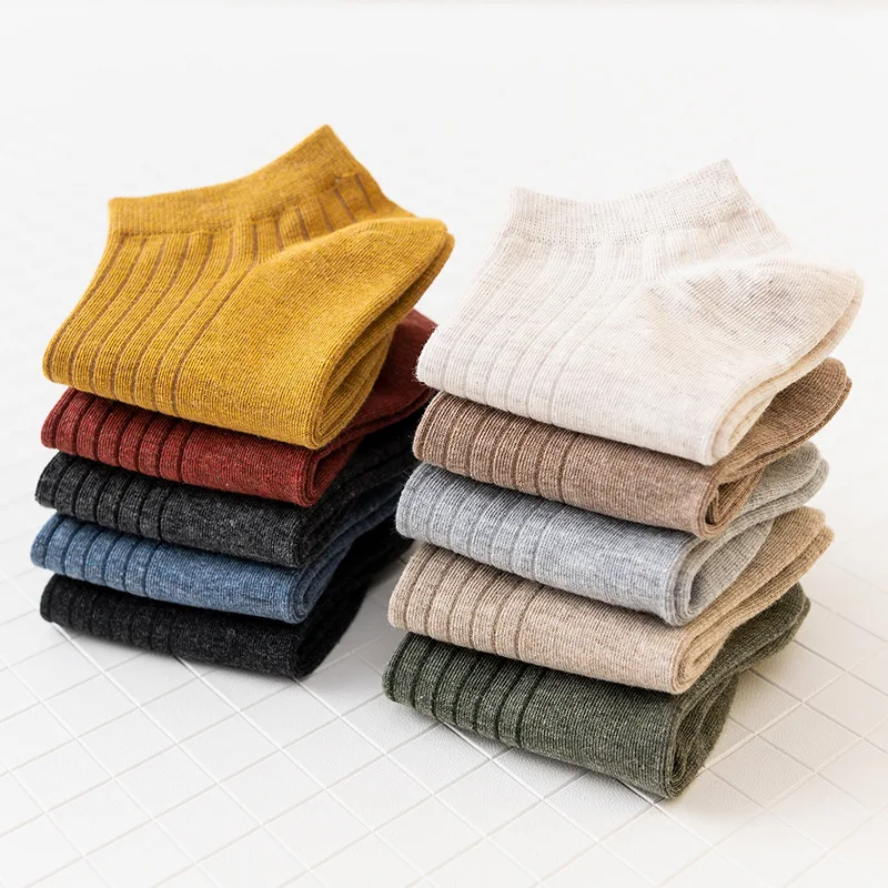 5Pair Women Socks for Summer Autumn Classic Black White Gray Short Socks Solid Color Cotton Low Cut Ankle Socks