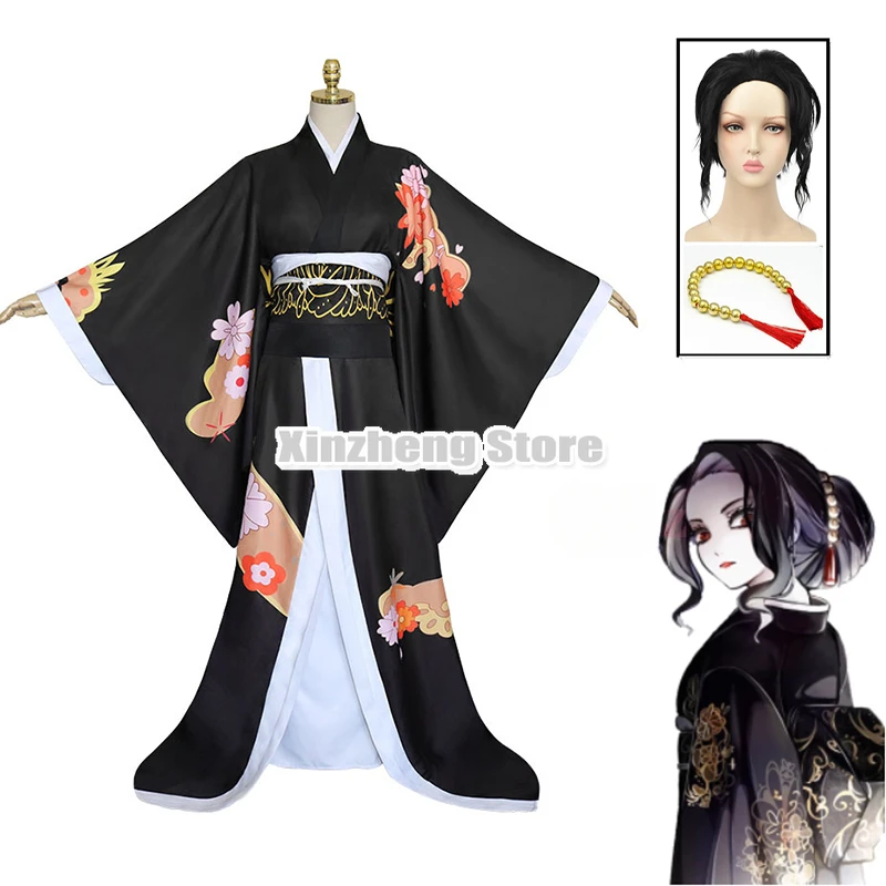 

Demon Slayer Kibutsuji Muzan Kimono Kimetsu No Yaiba Cosplay Women Uniforms Full Set Dresses Wig Halloween Party Costumes