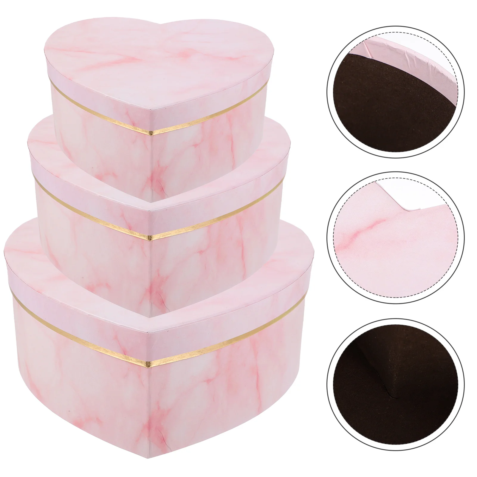 

3pcs Gift Wrapping Paperboard Box Flower Arrangement Boxes Heart Shape Gift Storage Box