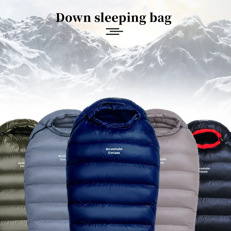 Very Warm White Duck Down Filled Adult Mummy Style Sleeping Bag Fit for Winter Travel Camping Ultralight Hiking Sleeping Bag