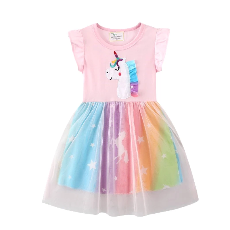 

Girls Clothes 2022 New Summer Princess Dresses Flying Sleeve Kids Dress Unicorn Party Girls Dresses Children Clothing 2-7Y