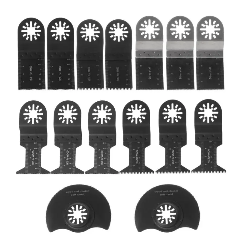 15pcs/set Oscillating Multitool Saw Blade with Bi-metal Cutting Blades for Power