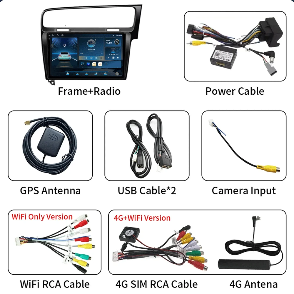Автомагнитола LJZN ndroid 16 для Volkswagen VW Golf 7 MK7 GTI 2012-2020 с беспроводным CarPlay, Android Auto, мультимедиа, GPS, 2 Din (art.: 3920d4b41bd4e) - 3920d4b41bd4e