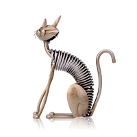tooarts metal sculpture iron art cat spring cat handicraft crafting decoration home furnishing ornaments