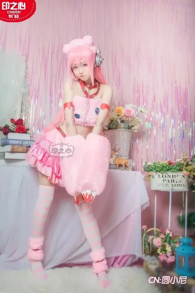 SUPER SONICO GRG Racing Queen Genus Gloomy Bear Косплей Костюм с носками Розовый парик и реквизитная