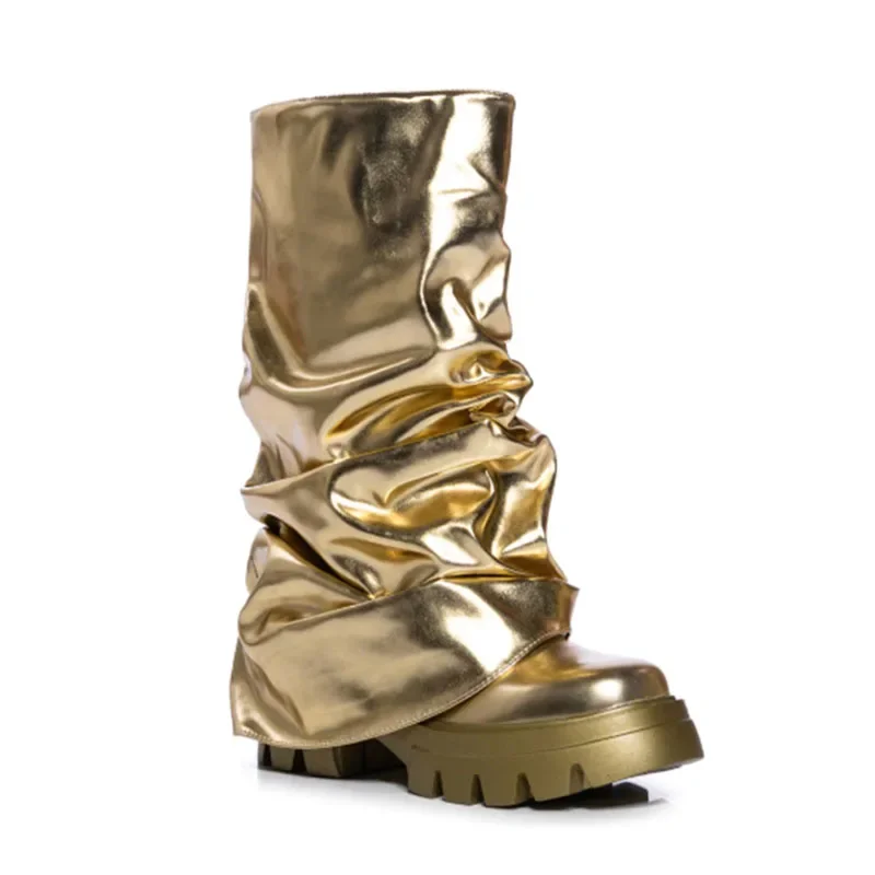 Arden Furtado 2024 металлические кожаные средние ботинки современные на платформе с